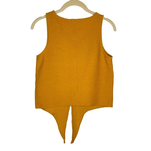 Madewell Texture & Thread Mustard Ribbed Front Tie Tank, S - Picture 3 of 10